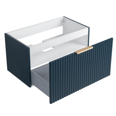 Meuble sous vasque prémonté 1 tiroir bleu 80 cm STRIA - bain-bain