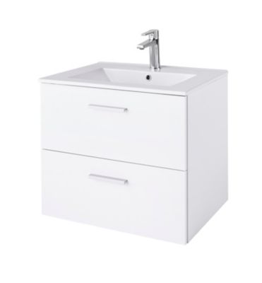 Meuble Sous Vasque A Suspendre 2 Tiroirs Blanc Cooke Lewis Slapton 60 Cm Castorama