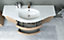 Meuble sous vasque à suspendre Cooke & Lewis Vague décor chêne naturel 138 cm + plan vasque en résine blanc + 2 meubles compléments