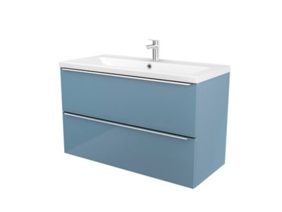 Meuble Sous Vasque A Suspendre Goodhome Imandra Bleu 100 Cm Plan Vasque Mila Castorama