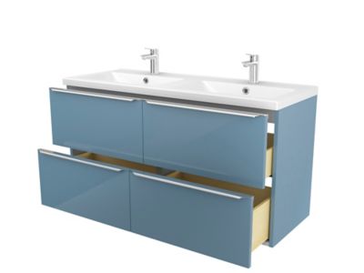 Meuble sous vasque à suspendre GoodHome Imandra bleu 120 cm + plan vasque Mila | Castorama