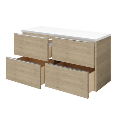 Meuble Sous Vasque A Suspendre Goodhome Imandra Bois 120 Cm Plan De Toilette Marloes Castorama