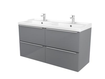 Meuble Sous Vasque A Suspendre Goodhome Imandra Gris 120 Cm Plan Vasque Nira Castorama