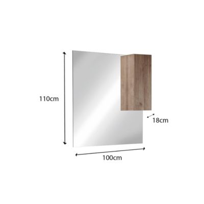 Meuble sous-vasque suspendu 101 cm Chêne noisette + vasque + miroir led - STARS