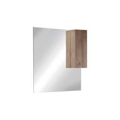 Meuble sous-vasque suspendu 101 cm Chêne noisette + vasque + miroir led - STARS