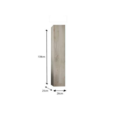 Meuble sous-vasque suspendu 92 cm Pin blanc + vasque + miroir led + colonne - LUBIO