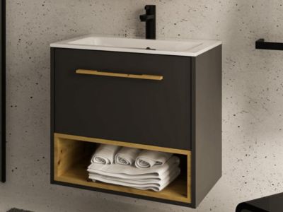 Meuble sous vasque suspendu anthracite - 60 cm - YANGRA