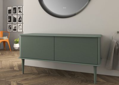 Meuble sous vasque suspendu avec plan de toilette et pieds l.141 x H.29 cm, vert mat, Idra