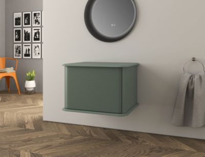 Meuble sous vasque suspendu avec plan de toilette l.61 cm, vert mat, Idra