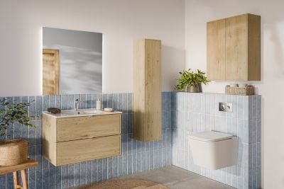 Meuble sous vasque suspendu avec plan TERRA CREMONA chêne cremona 120 cm