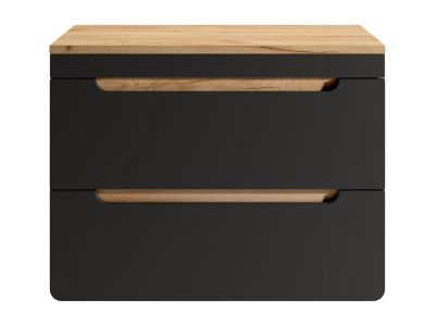 Meuble sous vasque suspendu avec planche - 80 cm - Naturel clair et anthracite - ARUBA