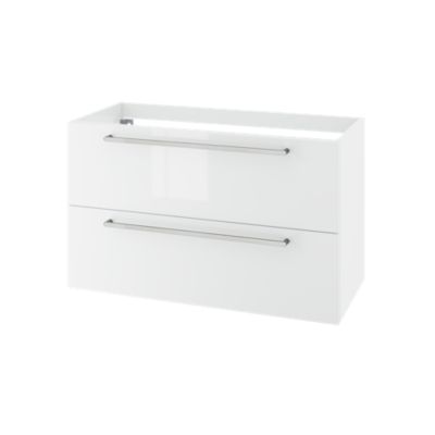Meuble sous vasque suspendu blanc brillant 2 tiroirs l.100 x H.60 x P.45 cm GoodHome Imandra