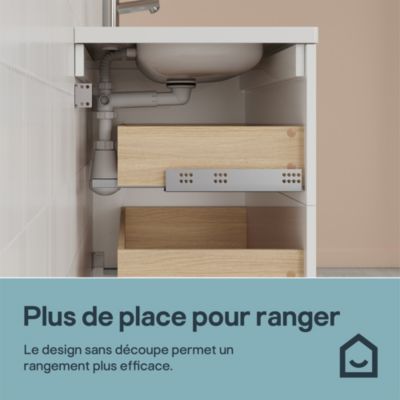 Meuble sous vasque suspendu blanc brillant 2 tiroirs l.100 x H.60 x P.45 cm GoodHome Imandra