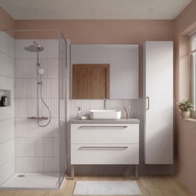 Meuble sous vasque suspendu blanc brillant 2 tiroirs l.100 x H.60 x P.45 cm GoodHome Imandra
