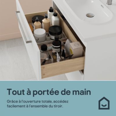 Meuble sous vasque suspendu blanc brillant 2 tiroirs l.100 x H.60 x P.45 cm GoodHome Imandra