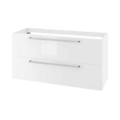 Meuble sous vasque suspendu blanc brillant 2 tiroirs l.120 x H.60 x P.45 cm, GoodHome Imandra