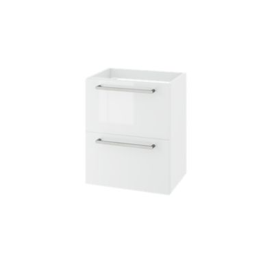 Meuble sous vasque suspendu blanc brillant 2 tiroirs l.50 x H.60 x P.36 cm GoodHome Imandra