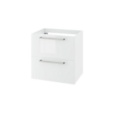 Meuble sous vasque suspendu blanc brillant 2 tiroirs l.60 x H.60 x P.45 cm GoodHome Imandra