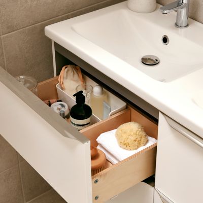 Meuble sous vasque suspendu blanc brillant l.120 x H.60 x P.45 cm, GoodHome Imandra