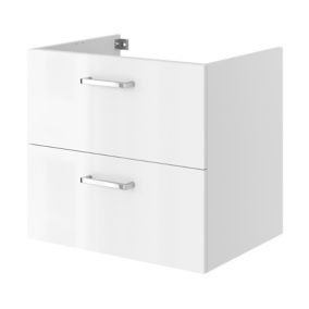Meuble sous vasque suspendu blanc brillant l.60 x H.55 x P.45 cm, Opah