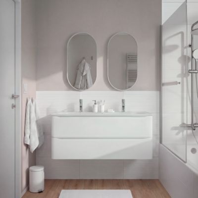 Meuble sous vasque suspendu blanc l.120 x H.60 x P.45,5 cm GoodHome Nevado