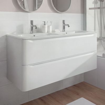 Meuble sous vasque suspendu blanc l.120 x H.60 x P.45,5 cm GoodHome Nevado