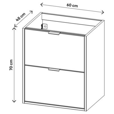 Meuble sous vasque suspendu blanc l.60 cm GoodHome Nava + plan vasque blanc céramique Opah