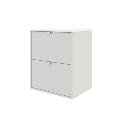Meuble sous vasque suspendu blanc l.60 cm GoodHome Nava + plan vasque blanc céramique Opah