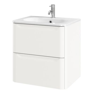Meuble sous vasque suspendu blanc l.60 x H.60 x P.45,6 cm GoodHome Nevado
