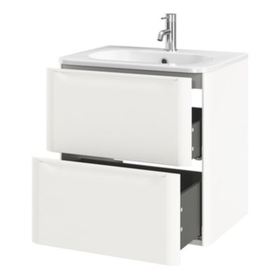 Meuble sous vasque suspendu blanc l.60 x H.60 x P.45,6 cm GoodHome Nevado