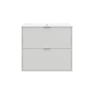 Meuble sous vasque suspendu blanc l.80 cm GoodHome Nava + plan vasque blanc céramique Opah