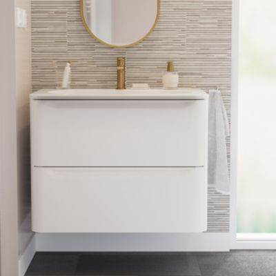 Meuble sous vasque suspendu blanc l.80 x H.60 x P.45,6 cm GoodHome Nevado