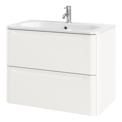 Meuble sous vasque suspendu blanc l.80 x H.60 x P.45,6 cm GoodHome Nevado
