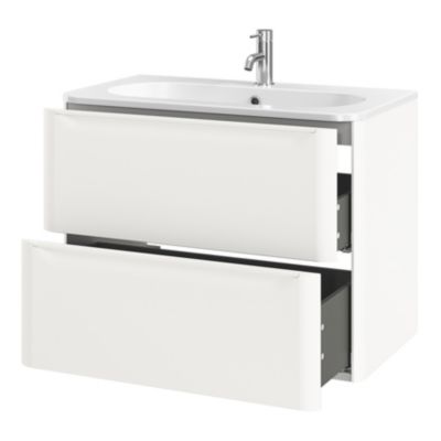 Meuble sous vasque suspendu blanc l.80 x H.60 x P.45,6 cm GoodHome Nevado