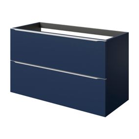 Meuble sous vasque suspendu bleu nuit mat l.100 x H.60 x P.45 cm, GoodHome Imandra