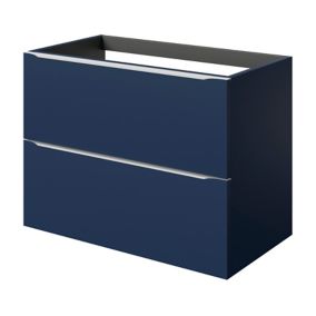 Meuble sous vasque suspendu bleu nuit mat l.80 x H.60 x P.45 cm, GoodHome Imandra
