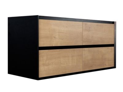 Meuble sous vasque suspendu - Coloris naturel clair et noir - 120 cm - LANNICK