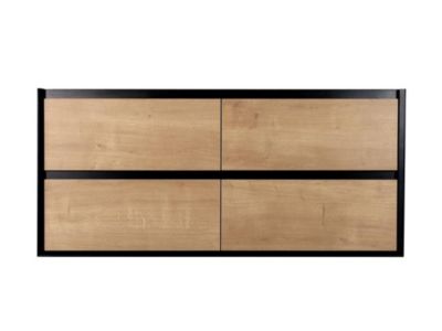 Meuble sous vasque suspendu - Coloris naturel clair et noir - 120 cm - LANNICK