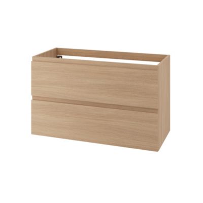 Meuble sous vasque suspendu effet chêne clair 2 tiroirs l.100 x H.60 x P.45 cm GoodHome Imandra