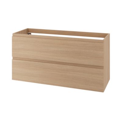 Meuble sous vasque suspendu effet chêne clair 2 tiroirs l.120 x H.60 P.45 cm GoodHome Imandra