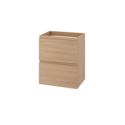Meuble sous vasque suspendu effet chêne clair 2 tiroirs l.50 x H.60 x P.36 cm GoodHome Imandra