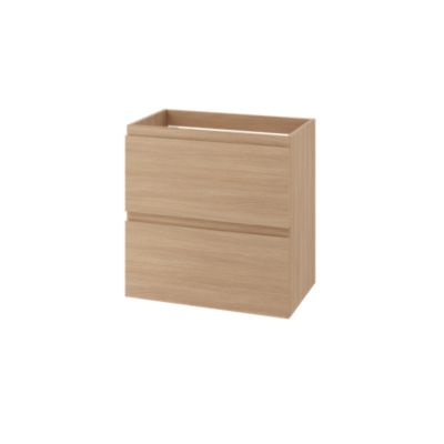 Meuble sous vasque suspendu effet chêne clair 2 tiroirs l.60 x H.60 x P.36 cm GoodHome Imandra