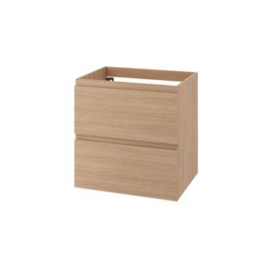 Meuble sous vasque suspendu effet chêne clair 2 tiroirs l.60 x H.60 x P.45 cm GoodHome Imandra