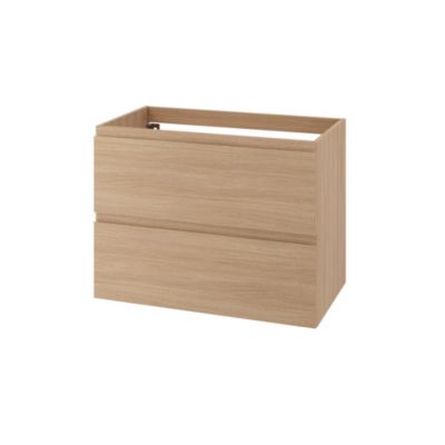 Meuble sous vasque suspendu effet chêne clair 2 tiroirs l.80 x H.60 x P.45 cm GoodHome Imandra