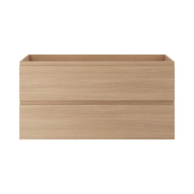 Meuble sous vasque suspendu effet chêne clair l.120 cm 2 tiroirs Imandra + plan double vasque blanc résine Cavally, GoodHome