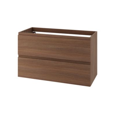 Meuble sous vasque suspendu effet chêne foncé 2 tiroirs l.100 x H.60 x P.45 cm GoodHome Imandra