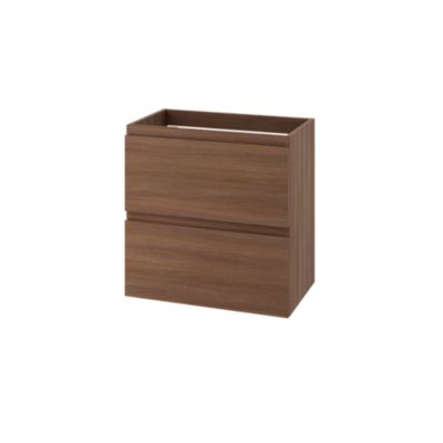 Meuble sous vasque suspendu effet chêne foncé 2 tiroirs l.60 x H.60 x P.36 cm GoodHome Imandra