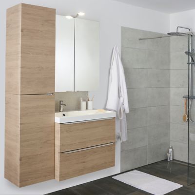 Meuble sous vasque suspendu effet chêne l.80 x H.60 x P.45 cm, GoodHome Imandra