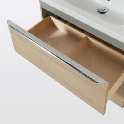 Meuble sous vasque suspendu effet chêne l.80 x H.60 x P.45 cm, GoodHome Imandra