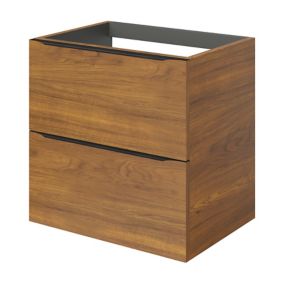 Meuble sous vasque suspendu effet noyer l.60 x H.60 x P.45 cm, GoodHome Imandra